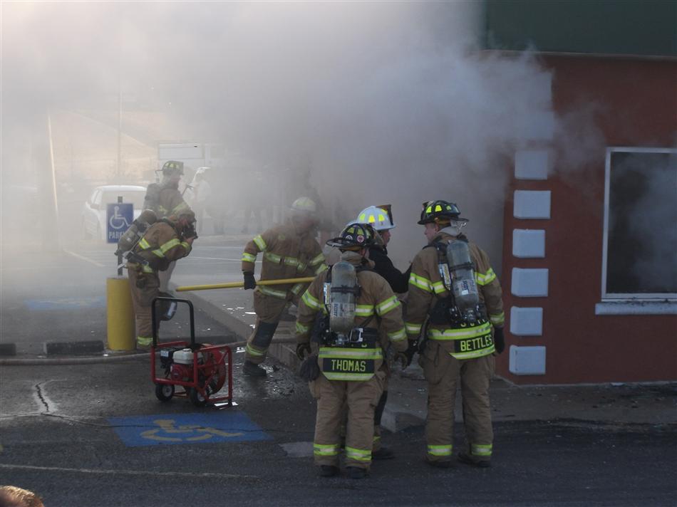 Firefighters on Scene at the Subway Fire on South Washington Street